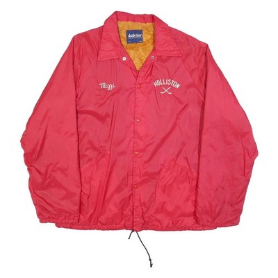 DUCKSTER Herren Rote Nylon-Knopfjacke L Leicht Warm Casual