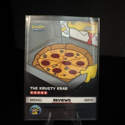 #ad 2025 Topps Chrome Spongebob Yelp Reviews Krusty Krab Pizza Insert BB 4 $2.49