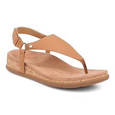 Vionic Leather T-Strap Sandals - Kirra II Camel Nubuck 8/M New
