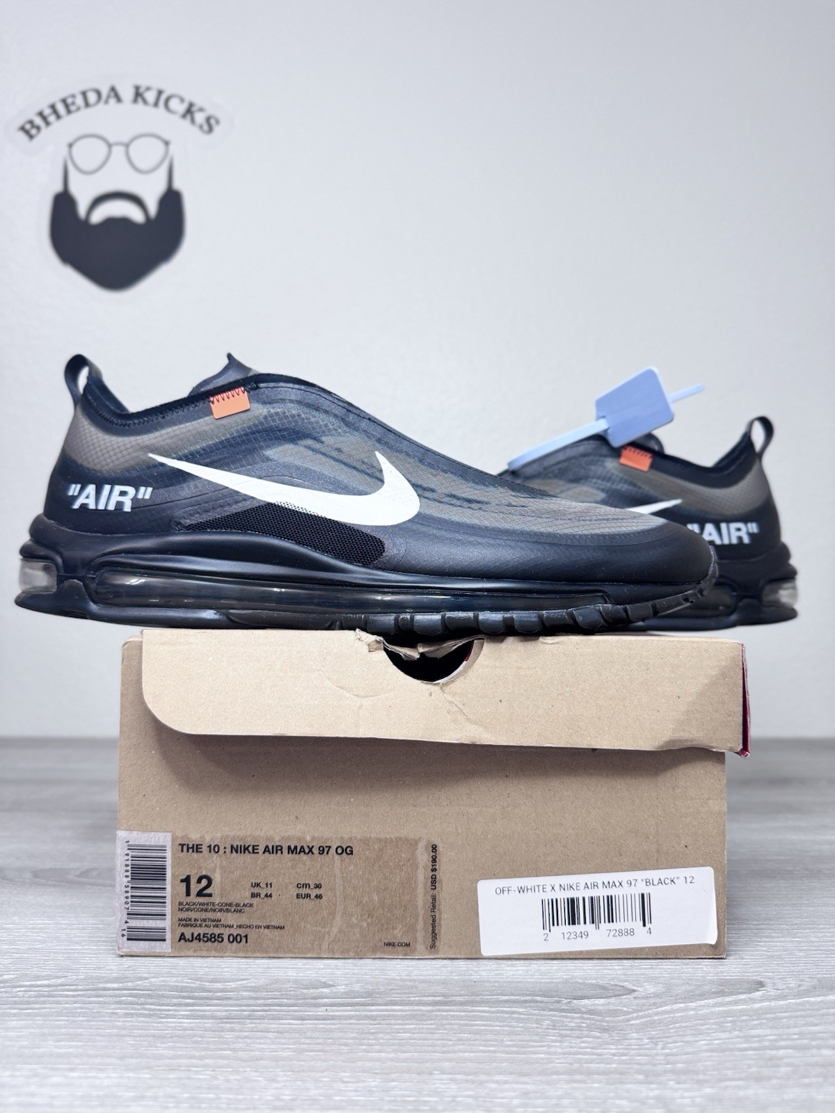 OFF WHITE X NIKE Taglia 12 Nike x Off White Air Max 97 nere AJ4585 001 usate autentiche