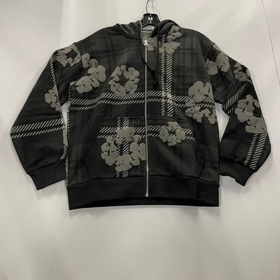 DENIM TEARS Plaid Cotton Wreath Zip Hoodie Black Men's Size XS