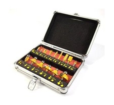ROUTER BIT SET - 15 piece 1/4" inch Shank CARBIDE TIP Deluxe Al... FAST USA SHIP