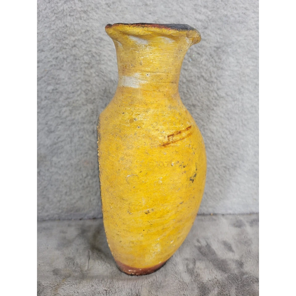 Jarrón de cerámica amarillo vintage decorativo rústico estilo granja maceta Foto 4 de 4
