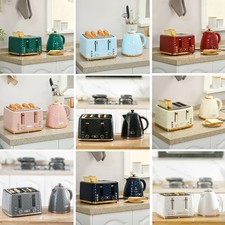 Toaster and Kettle Set 4 Slice with 7 Browning Levels 1.7L Rapid Boil