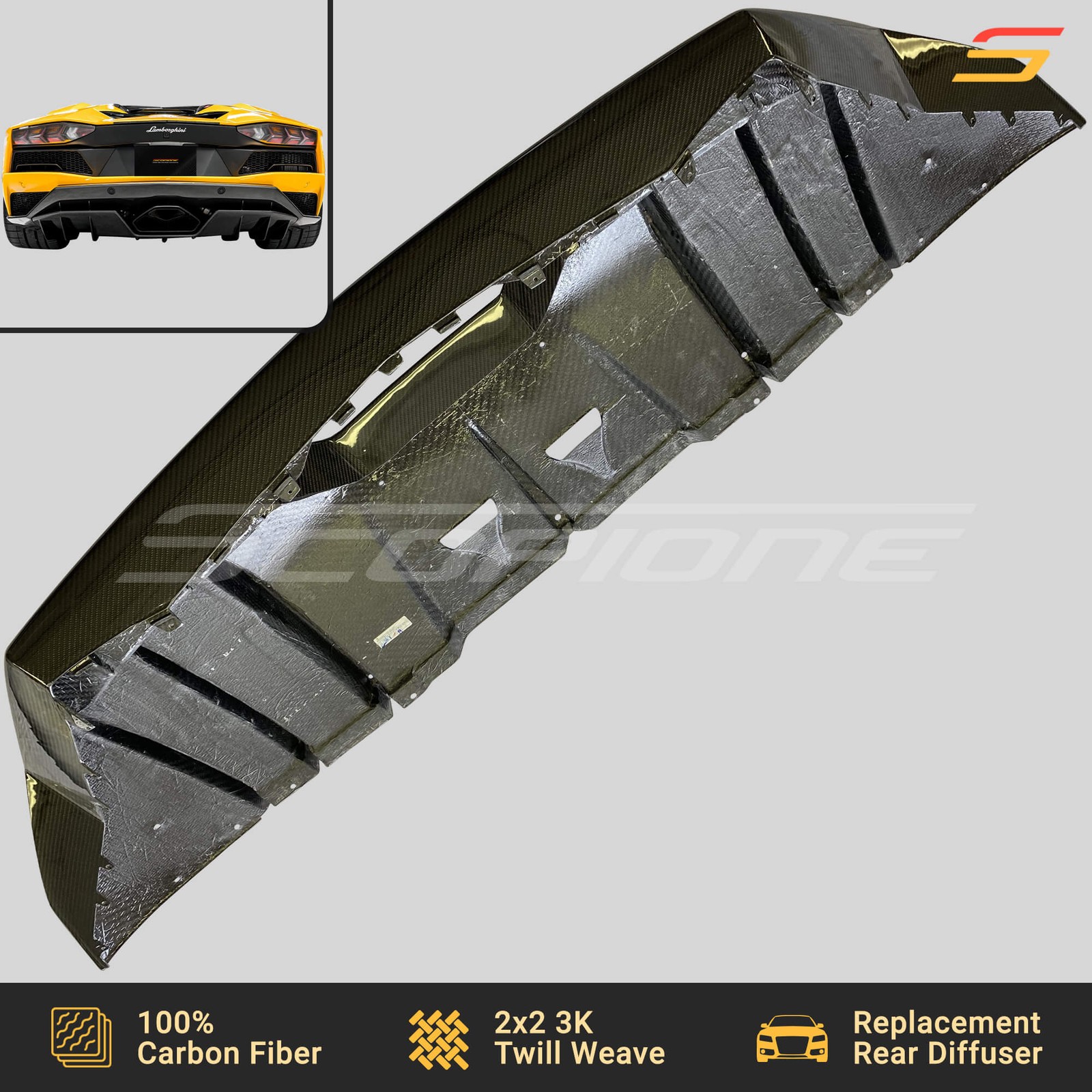 Scopione Carbon Fiber Bumper Diffuser for Lamborghini 18-21 Aventador S LP740-4