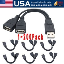 USB 2.0 A Male To Dual USB Female Jack Splitter Hub Power Cord Adapter Cable Lot