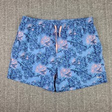 HUK Swim Trunks Mens XXL Floral Marlin Fish Blue Pink Drawstring Shorts Lined