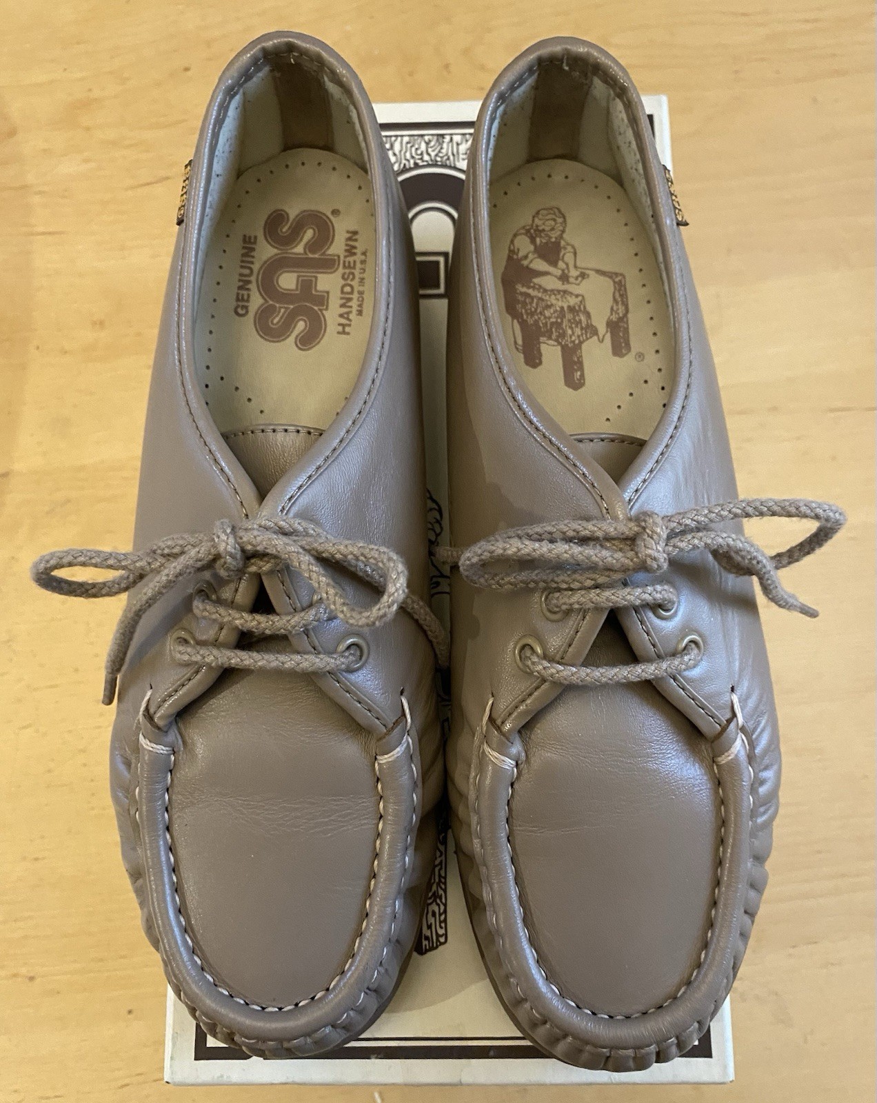 SAS Siesta Moc Toe Loafers Shoes Lace Up Mocha Tan Leather Women's US 8 M
