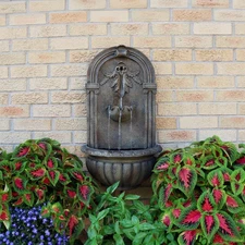 Florence Polystone Outdoor Wall Fountain - Florentine Stone by Sunnydaze