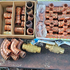 Apollo 1-1/4"  propress Copper lot of tees,90, male female adapters,ball valves