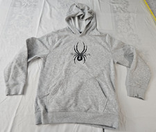 Spyder Pullover Hoodie Youth Boys Large 14/16 Gray Chest Logo Casual