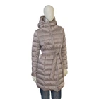 Weekend Max Mara Beige Quilted Padded Down Coat with Belt & Hood – Size IT 44