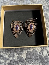 Sterling Silver Rose Gold Plated Earrings Set With Light Amethyst Stone