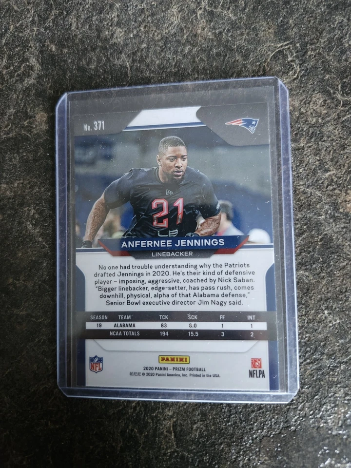 2020 Panini Prizm Rookie Anfernee Jennings Card# 371 - Image 2 of 2