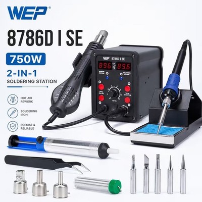 WEP 750W Digtial Soldering iron Station Kit Hot Air Desoldering Rework station