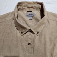 Carhartt Relaxed Fit Mens Short Sleeve Work Shirt Beige Size Large 100 Cotton