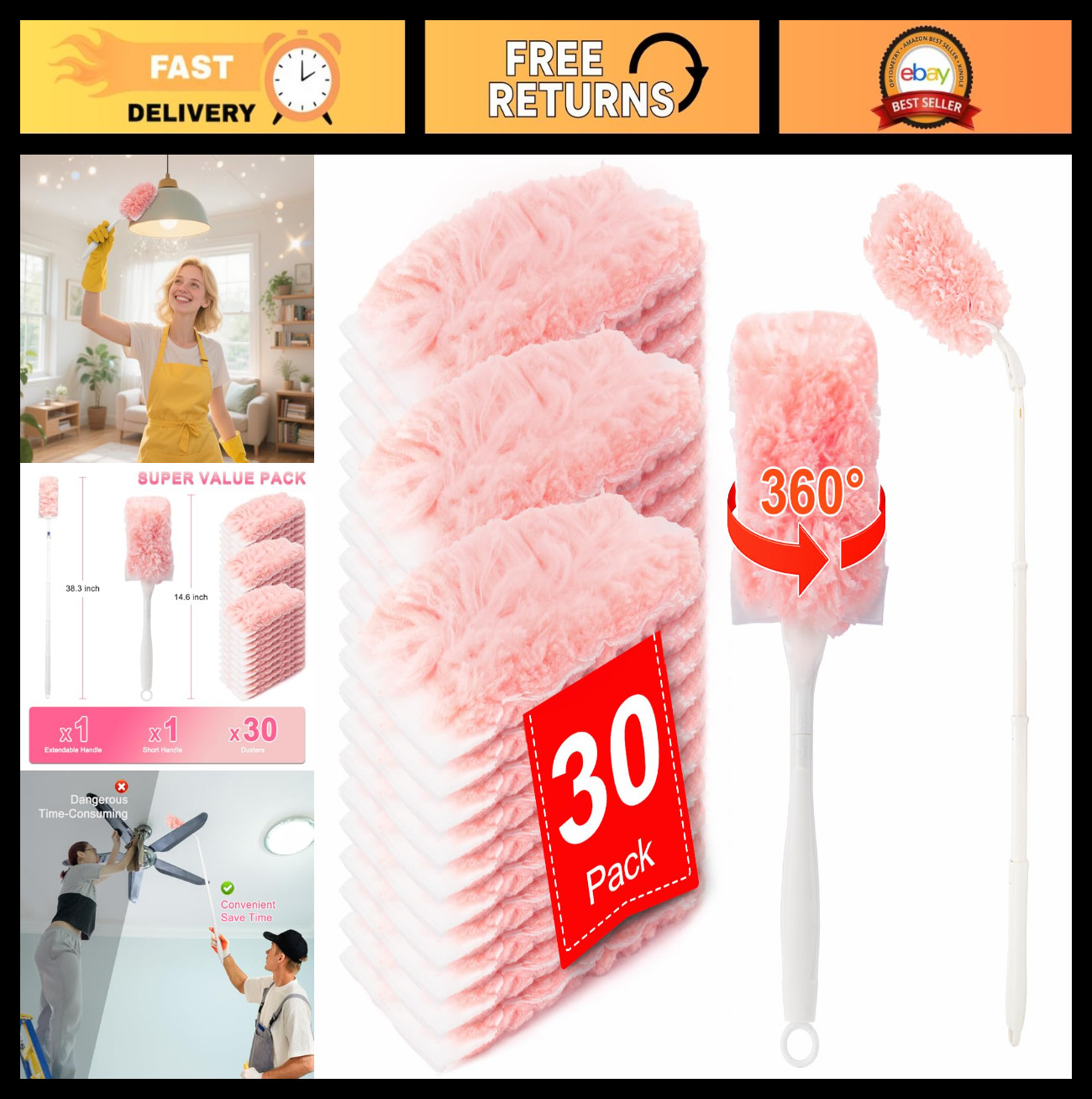 Heavy Duty Microfiber Duster Refills Kit for Swiffer, 30 Mul