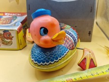 Vintage TN Nomura Swimming Duck Tin Toy 16cm Japan Mechanical w/ Box