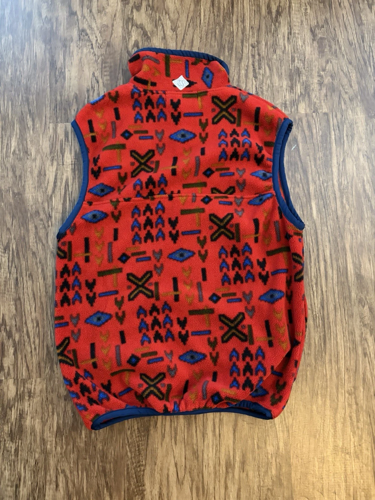 Merkley Headgear Men's Fleece Vest Snap Placket Pockets Geometric Red S - product detail image 5