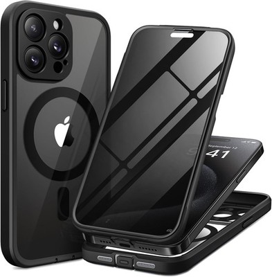 For iPhone 15 Pro Max Case with MagSafe, Privacy Screen, Shockproof, Black