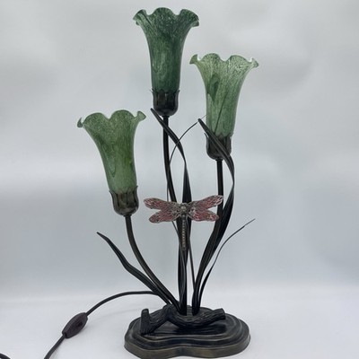 VTG Dale Tiffany Luminarie Tulip Lamp Dragonfly Connoisseur Collection 3 Shade