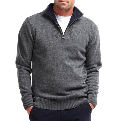 BARBOUR Charcoal Gray Nelson Essential Half Zip Pullover Sweater Jumper XL