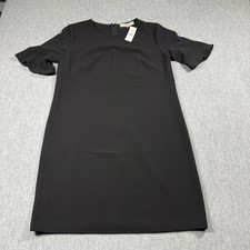 LOFT Dress Womens 8 Black Short Flutter Sleeve Textured A-Line NWT Modest Work