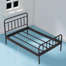 Lit de maison de poupée en fer à l'échelle 1/12, pour accessoires photo