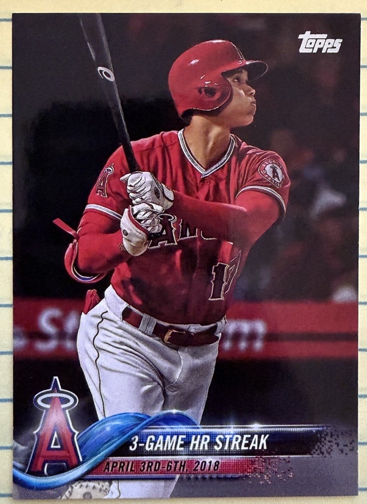 2018 TOPPS UPDATE RC SHOHEI OHTANI #US189 Rookie Checklist 3-Game HR STREAK