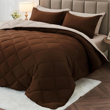7 Pieces Queen Comforter Set, Reversible Bed in a Bag Queen Size, All Season Bed
