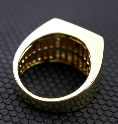 Anillo distintivo de oro amarillo macizo de 14K con sello de ónix y diamantes redondos de ónix para hombre - Imagen 12 de 14