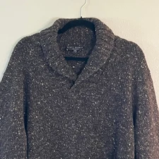 Scott Barber Men’s Shawl Collar Sweater Size L Brown Speckled Knit Made in Italy