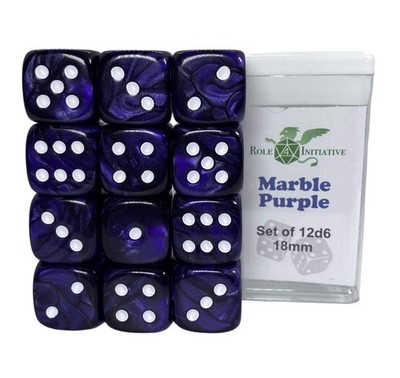 d6 Dice Cube 18mm Marble Purple (Pack of 12)