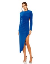 Mac Duggal Size 4 Blue 55972 Open Back Asymmetrical Jersey Cocktail Party Dress