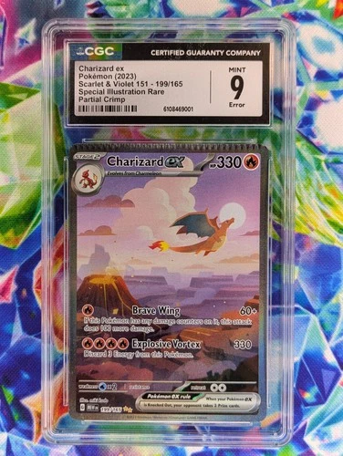 Charizard ex 199/165 Sv: Scarlet & Violet 151 Holo CGC 9 "CRIMP ERROR"