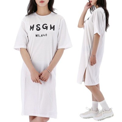 MSGM Baumwolle Logo T-Shirt Kleid Erwachsene Größe 156519873 [U]