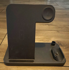Black Matte Qi Wireless Charging Stand Desktop Dock w/ 3ft USB Cable