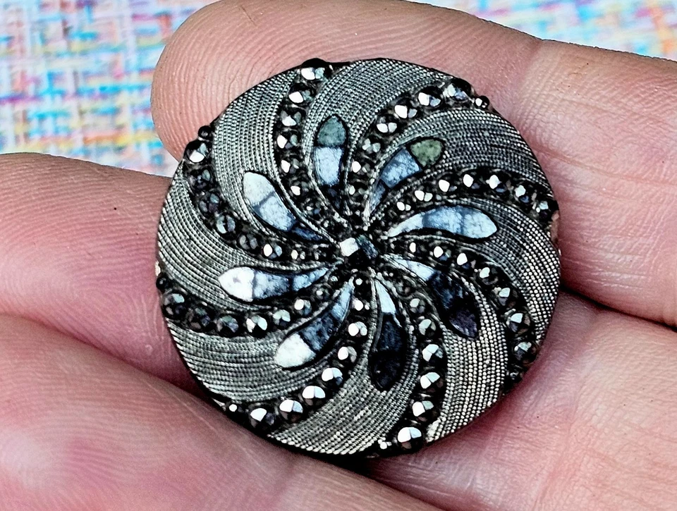 Antique Victorian Black Glass Lace Button 1880s. - Image 3 of 4
