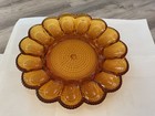Vintage Indiana Glass Amber Hobnail Deviled Egg Plate Platter — photo 1