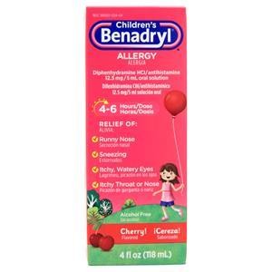 Детская жидкость для снятия аллергии Benadryl Benadryl Childrens Cherry, 4 жидких унции