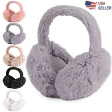Women Men Winter Warm Faux Fur Ear-Muffs Soft Plush Earmuffs Foldable Earflaps