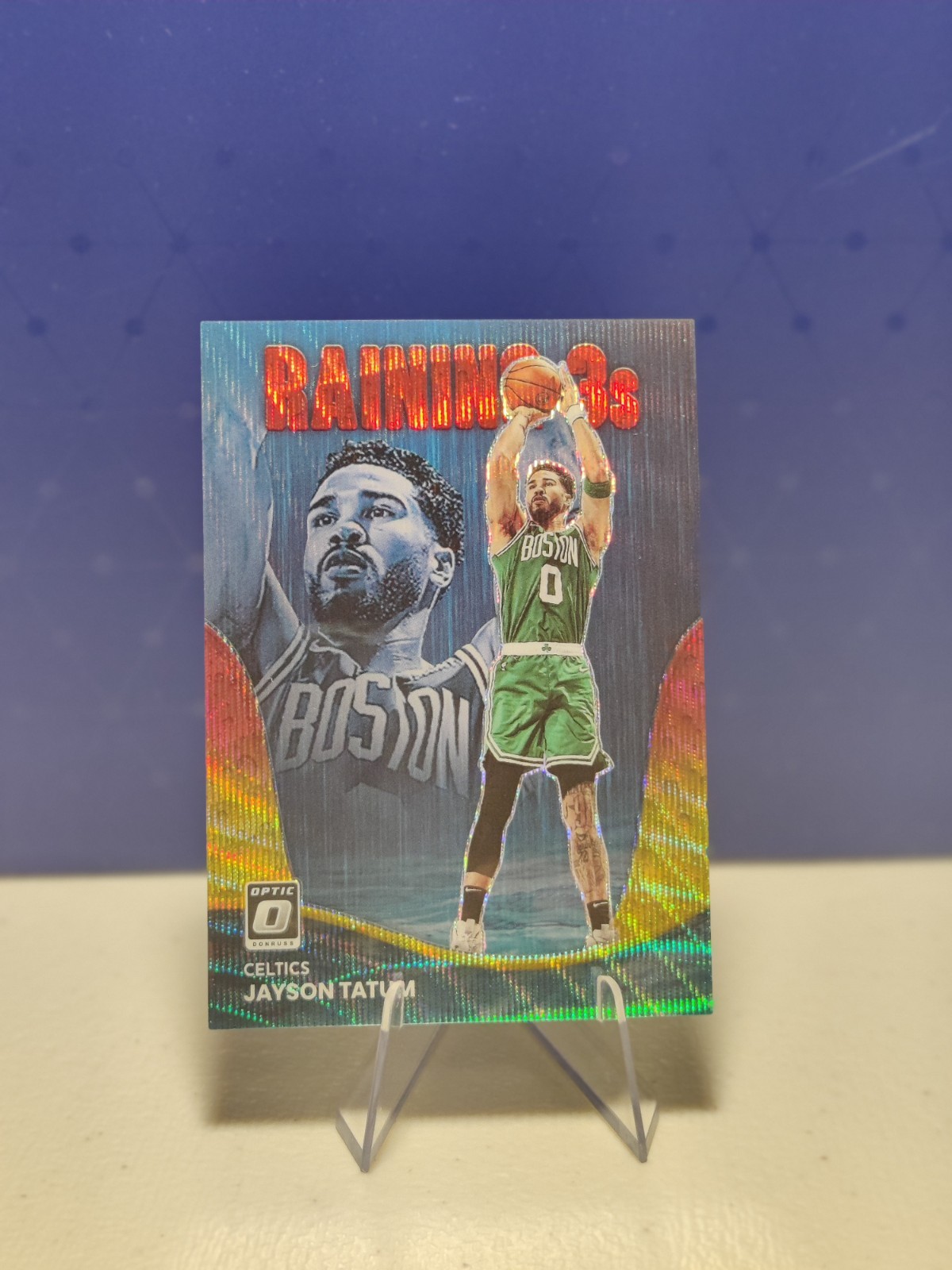 🔥2022-23 Donruss Optic Jayson Tatum #13 Raining 3s Red and Gold Wave #/99🔥