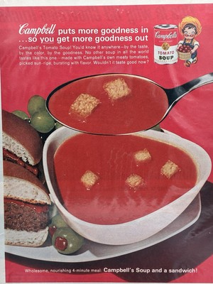 1962 CAMPBELL'S TOMATO SOUP AND SANDWICH 4 MINUTE MEAL  PRINT AD