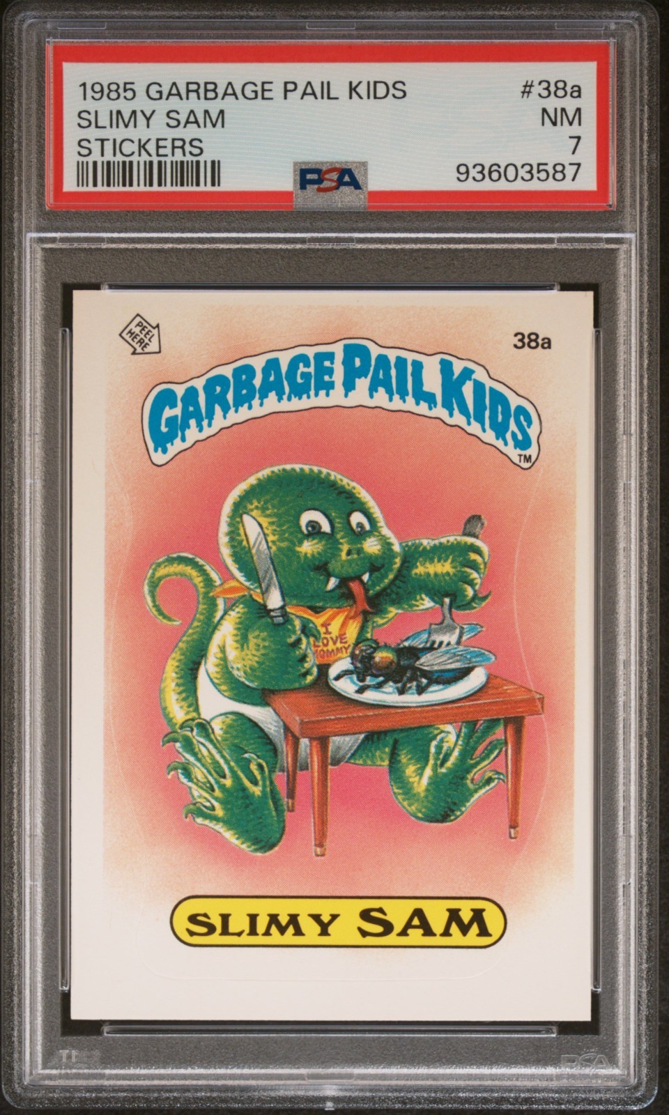 1985 Topps OS1 Garbage Pail Kids Series 1 Slimy Sam 38a Matte Card PSA 7 NM GPK