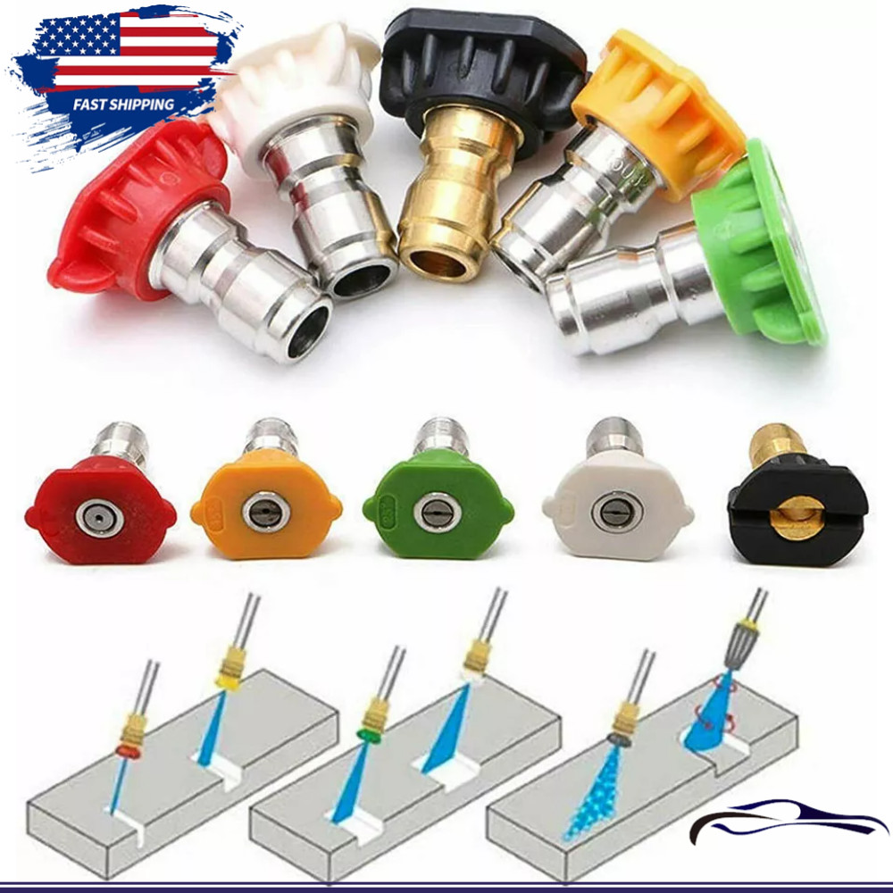 5PCS Quick Connect  1/4" Set Pressure Washer Spray Tips Nozz