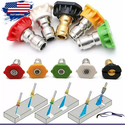 5PCS Quick Connect  1/4'' Set Pressure Washer Spray Tips Nozzles High Power Kit