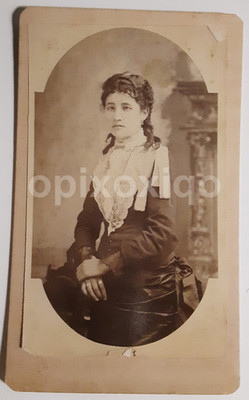 Sad or Cross-eyed Lady, George A Harnish, Bluffton Indiana: CDV Photograph