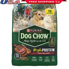High Protein Dry Dog Food Real Beef Muscle Support Crunchy Kibble 18lb New 1.69 per pound