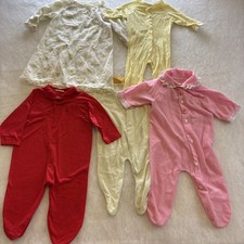 Vintage Sleeper Baby Lot Of 5 Made in USA Pajamas Snaps Thin Lightweight
