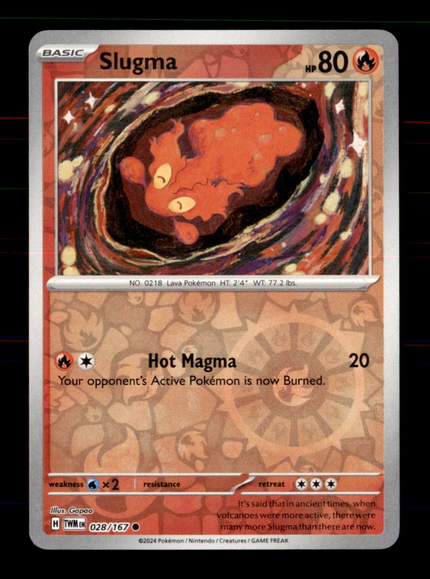 Slugma 028/167 Common Twilight Masquerade Pokemon Reverse Holo Near Mint